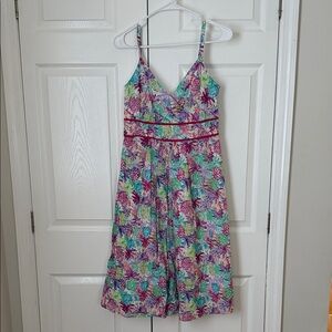 Chetta B Floral Dress in Pink and Green